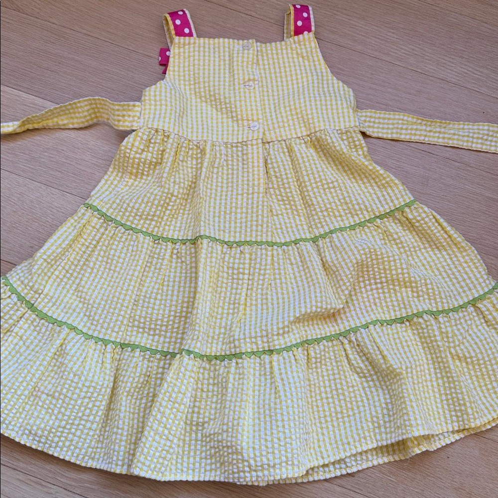 🦋EMILY ROSE Dress Yellow Gingham Pink Butterflies 4T - Picture 5 of 11